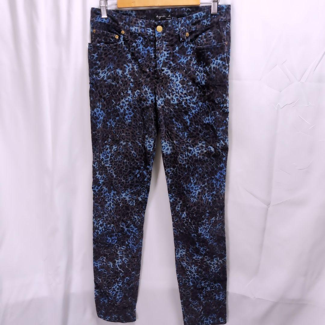 agnes b. レオパード柄 ベロア パンツ 38 agnes b. レオパード柄 ベロア パンツ 38