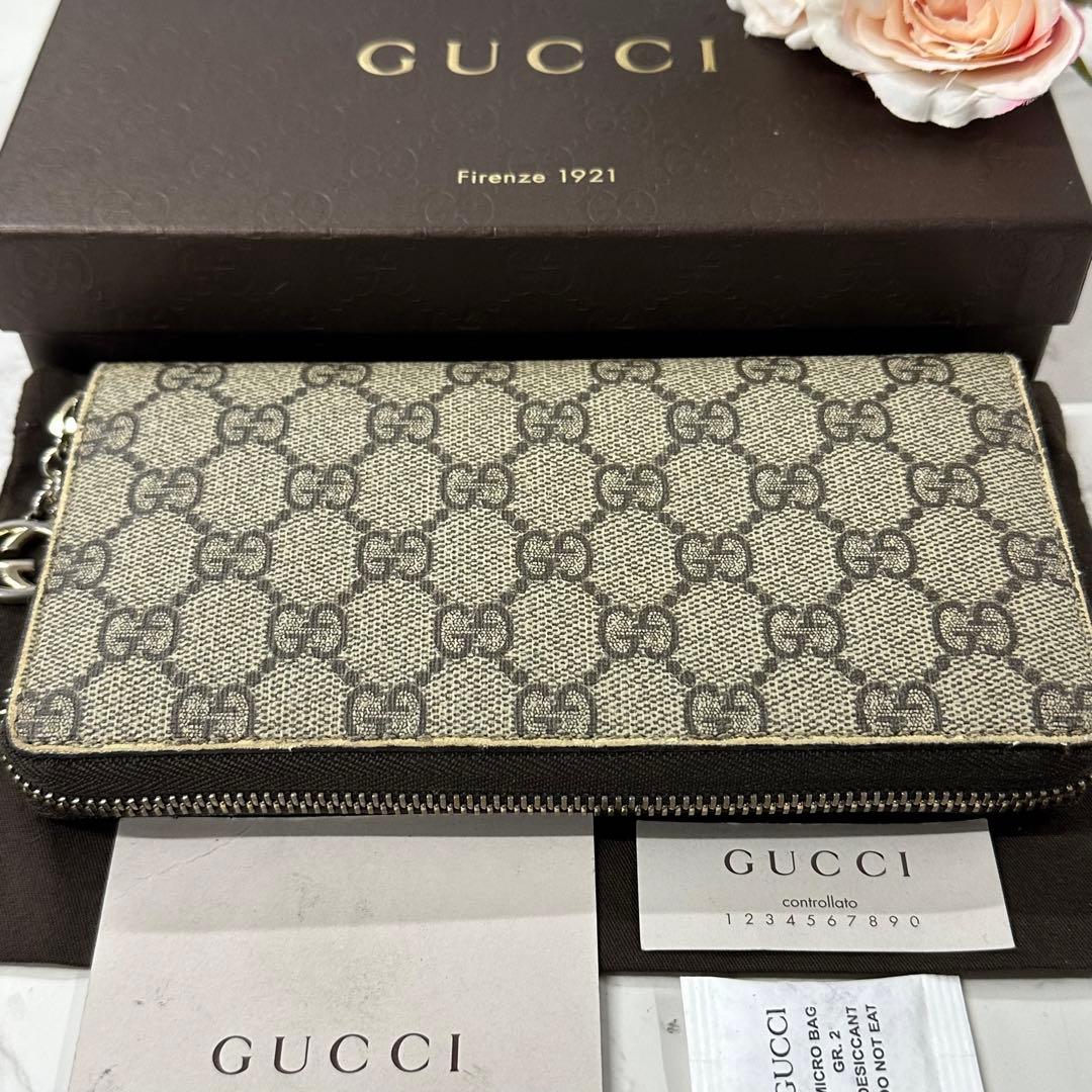 新品同様‼️ グッチ　GUCCI 財布　長財布　GGスプリーム　ラウンドファスナー