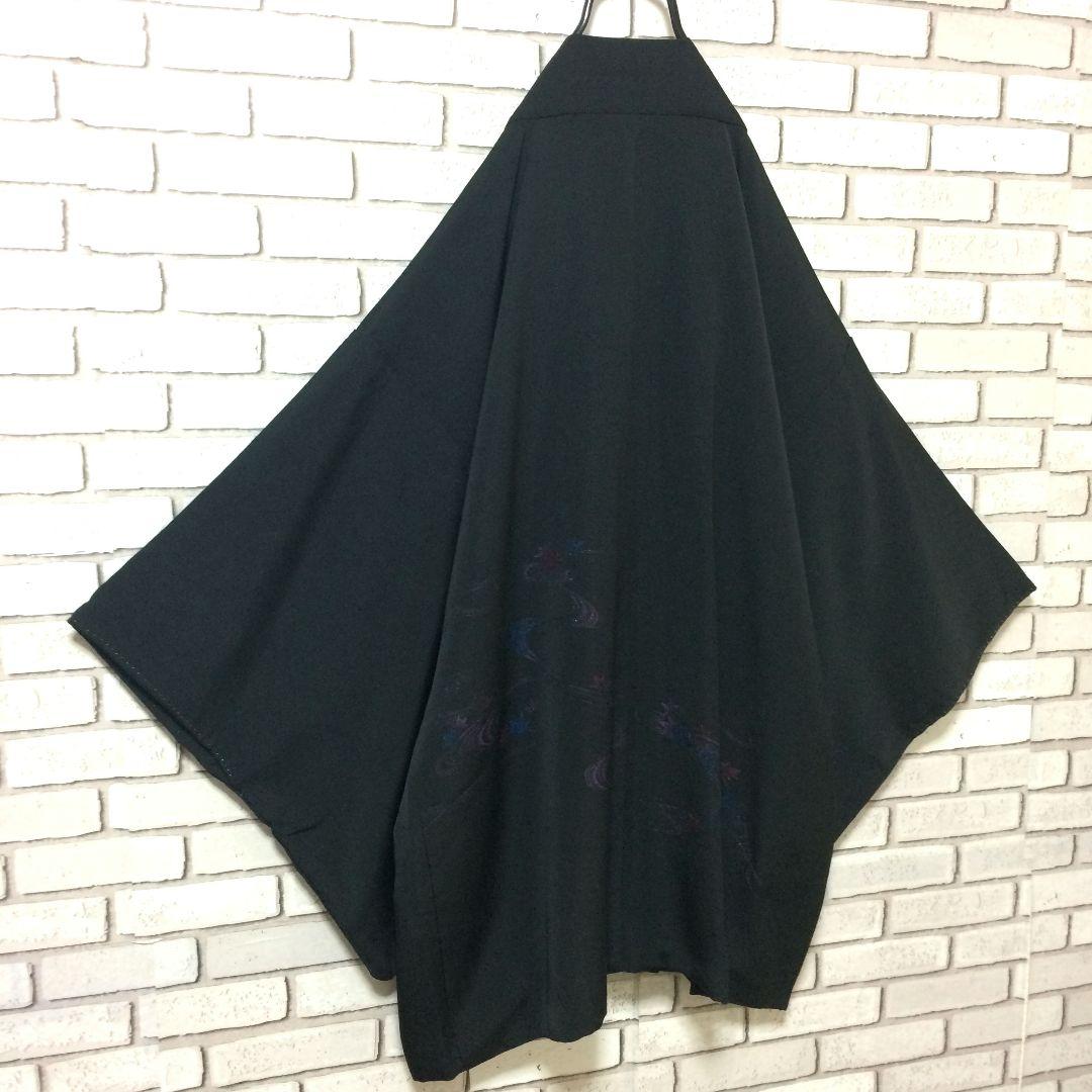 黒絵羽織 黒羽織 光沢 金銀 花柄 絵羽織 羽織 モード ヨウジヤマモト 好きに 和 モード 黒羽織 光沢 刺繍 花柄 着物 絵羽織 羽織ヨウジ