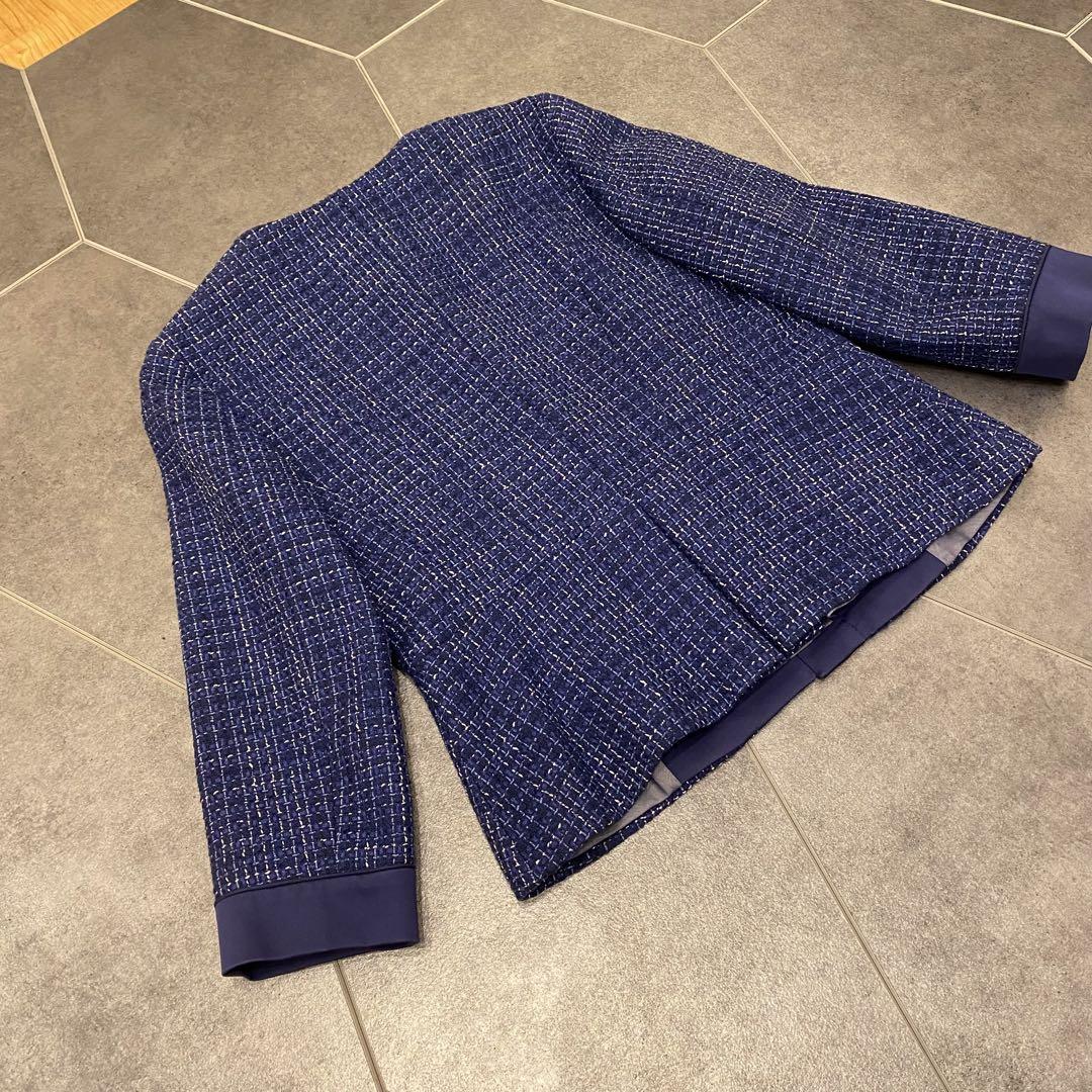 美品♦︎Max Mara♦︎ノーカラージャケット　高級　白タグ　ツイード　春