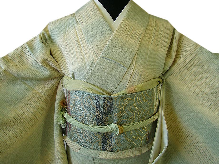 小紋 大島紬 華紋 唐花 亀甲 ブルー くすみカラー 着物 053a d