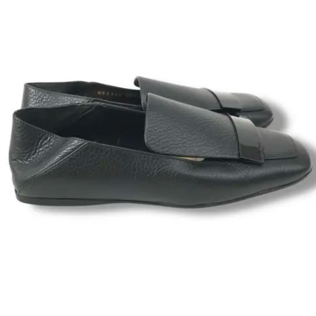 Sergio Rossiフラットシューズ sergio rossi ブラックレザー フラットシューズ - メルカリ