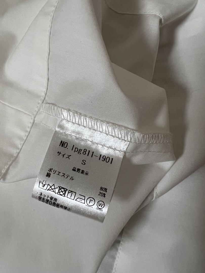 スカラップブラウス バンドカラーシャツ　Liala×PG 新品タグ付き SUMMER-SALE バンドカラー スカラップ ブラウス 長袖 Liala×PG