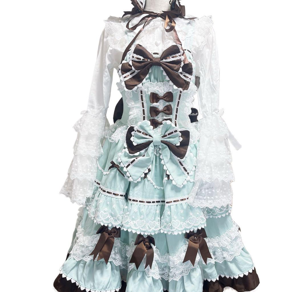 ロリータ ドレス フルセット ミント 甘ロリ 華ロリ 【シュガーガール】