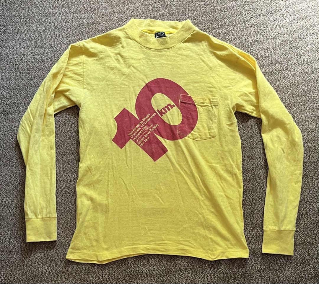 USA製 80s 旧タグ黒タグ Anvil アンビル ポケット 長袖Tシャツ Mトップス