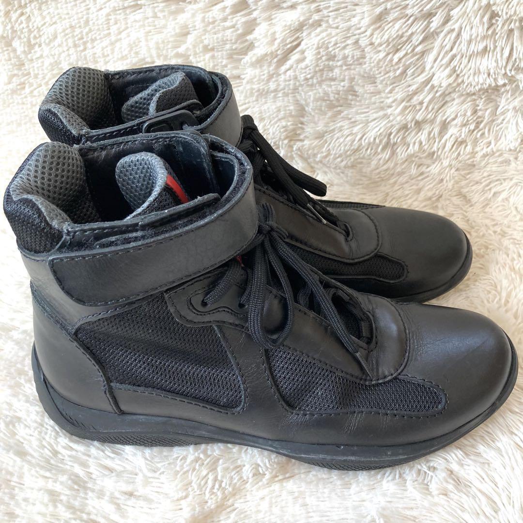 ✨本革✨PRADA プラダスポーツ CALZATURE ハイカットスニーカー 黒
