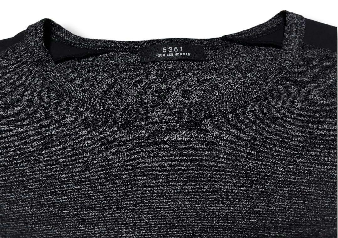 5351 POUR LES HOMMES メランジジャージー 異素材プルオーバー