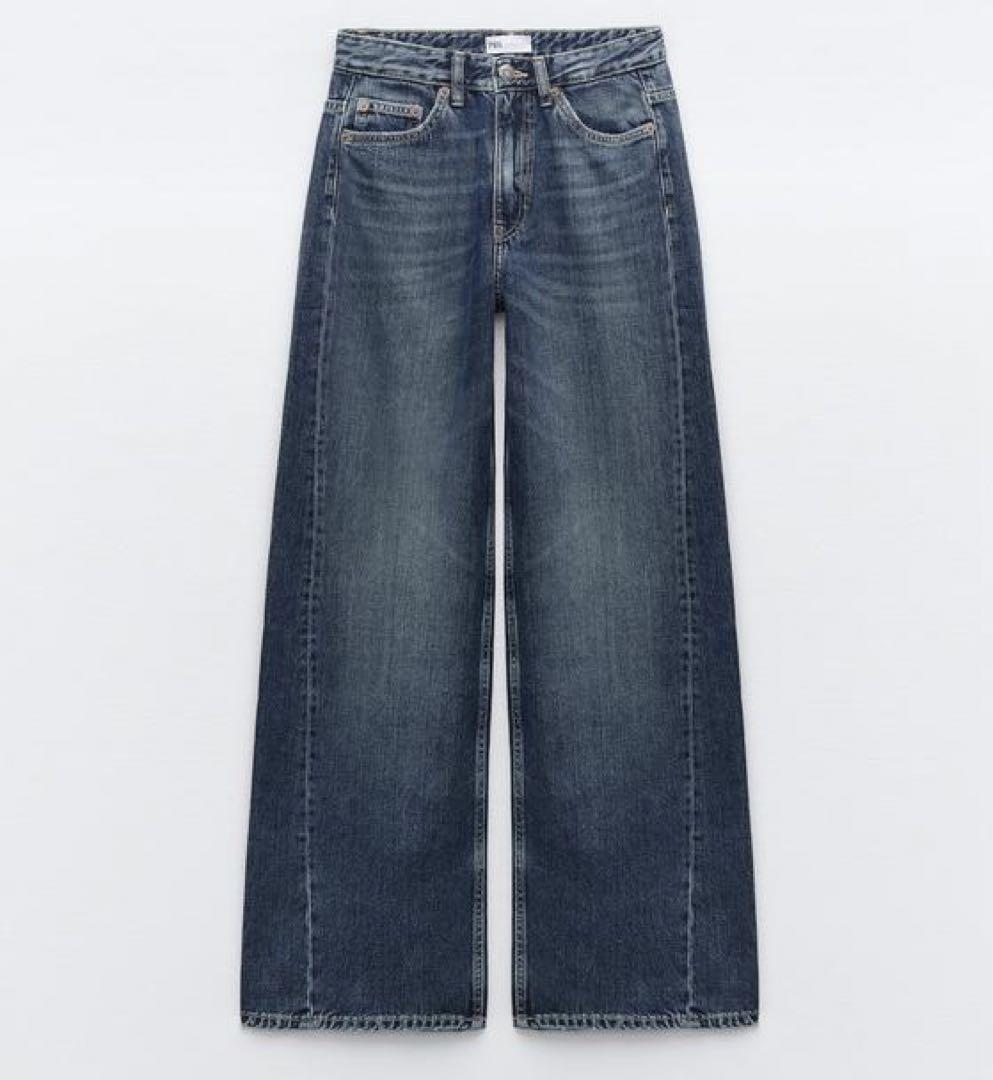 ZARA ワイドレッグ ミッドライズ デニムパンツ ジーンズ 36