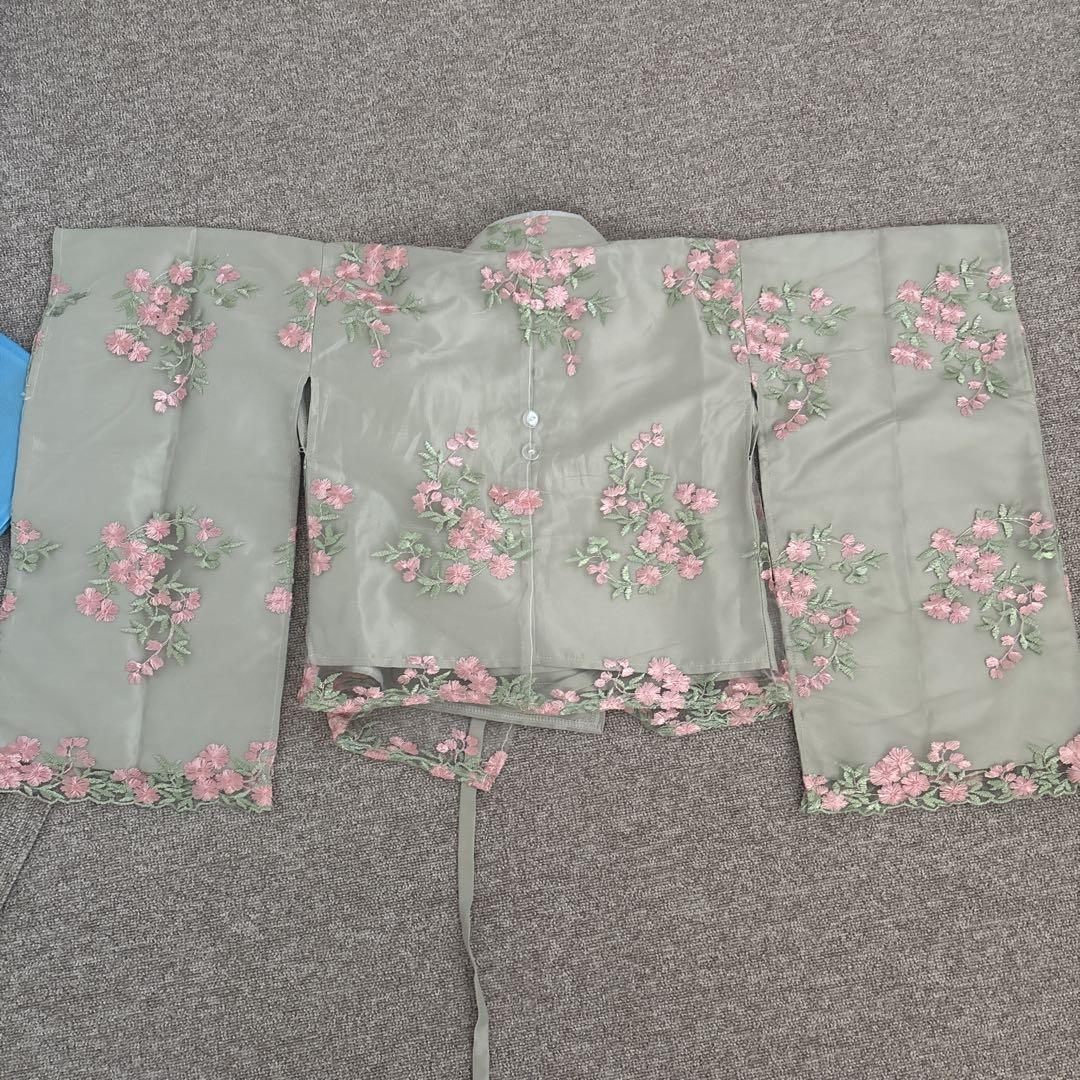 七五三 花刺繍チュールレース袴セット　3歳用お直し有り