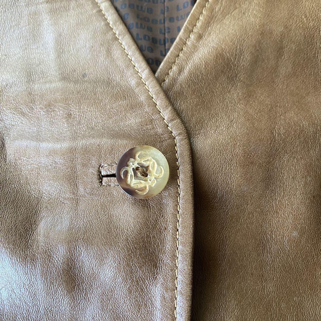 70-80s】LOEWE レザーベスト ブラウン スペイン製 ラムスキン