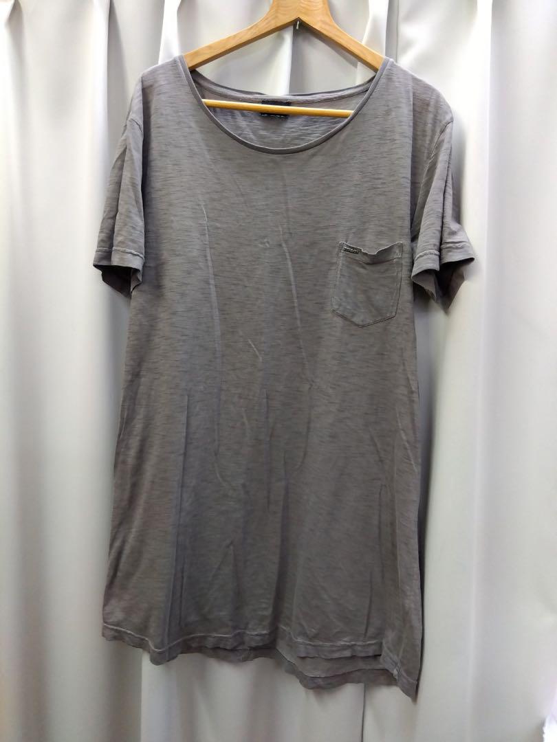 DIESEL ディーゼル 半袖 ロング Tシャツ グレー フリーサイズ