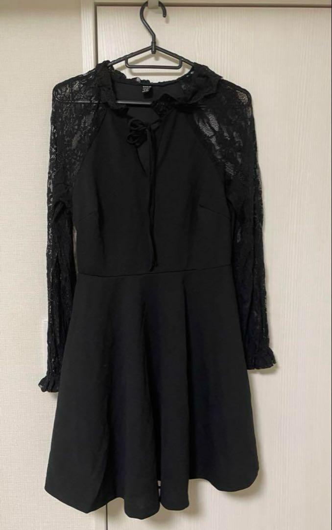 SHEIN 黒のレース長袖ドレス