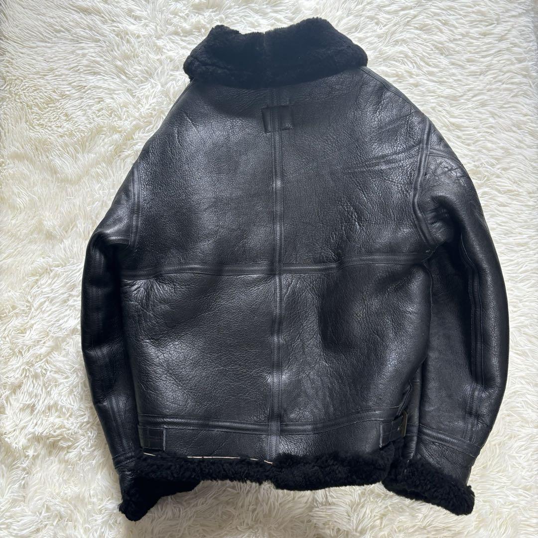 美品✨AVIREX ムートン　レザージャケット　B-3 羊革　36 ブラック