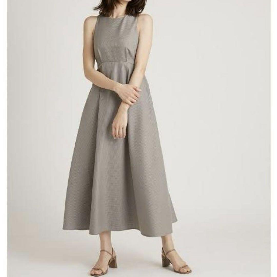 美品✨スナイデル バックオープンフレアワンピース ロング 千鳥
