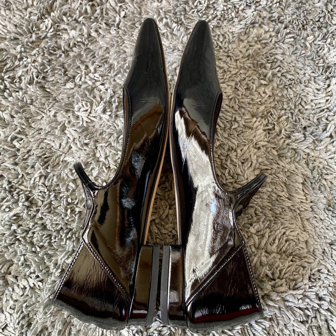美品 LE TALON ルタロン フラット パンプス  エナメル ポインデット