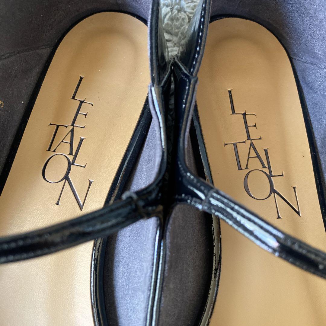 美品 LE TALON ルタロン フラット パンプス  エナメル ポインデット