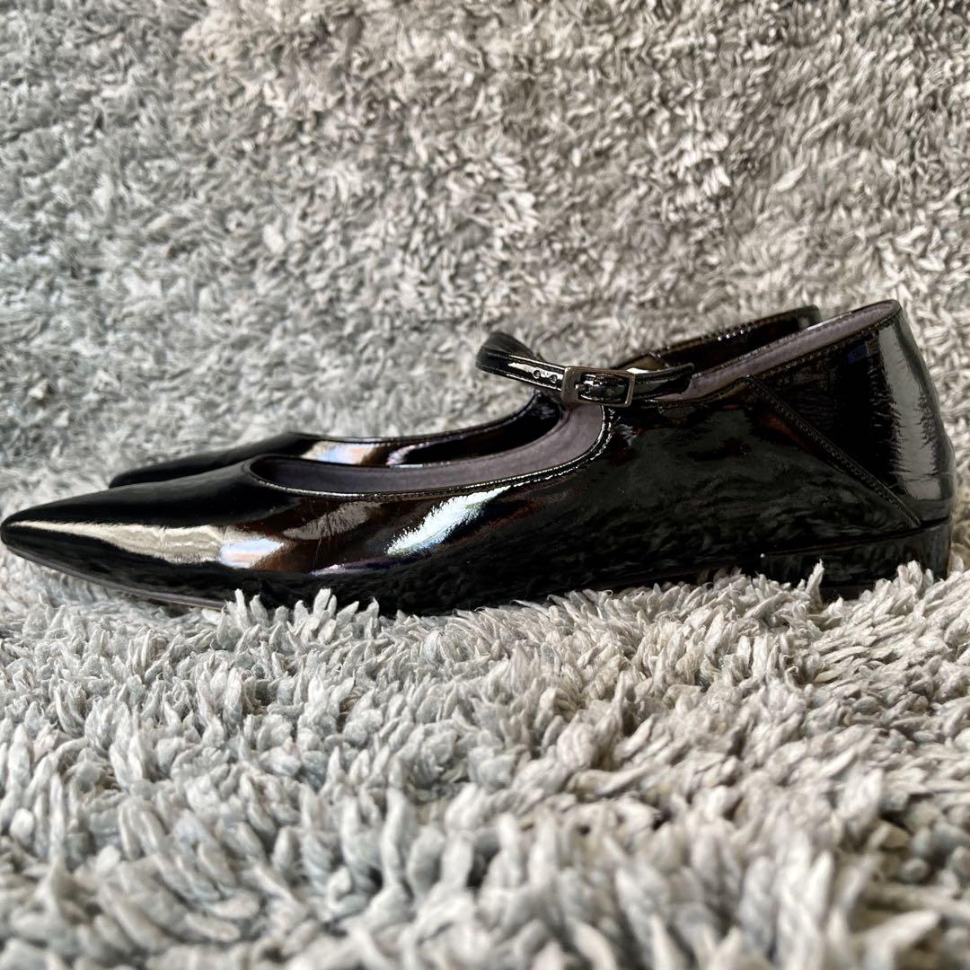 美品 LE TALON ルタロン フラット パンプス  エナメル ポインデット