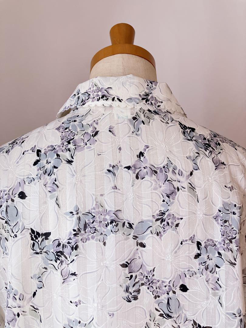 used レトロ 花柄 プリーツ ブラウス 古着 ヴィンテージ vintage