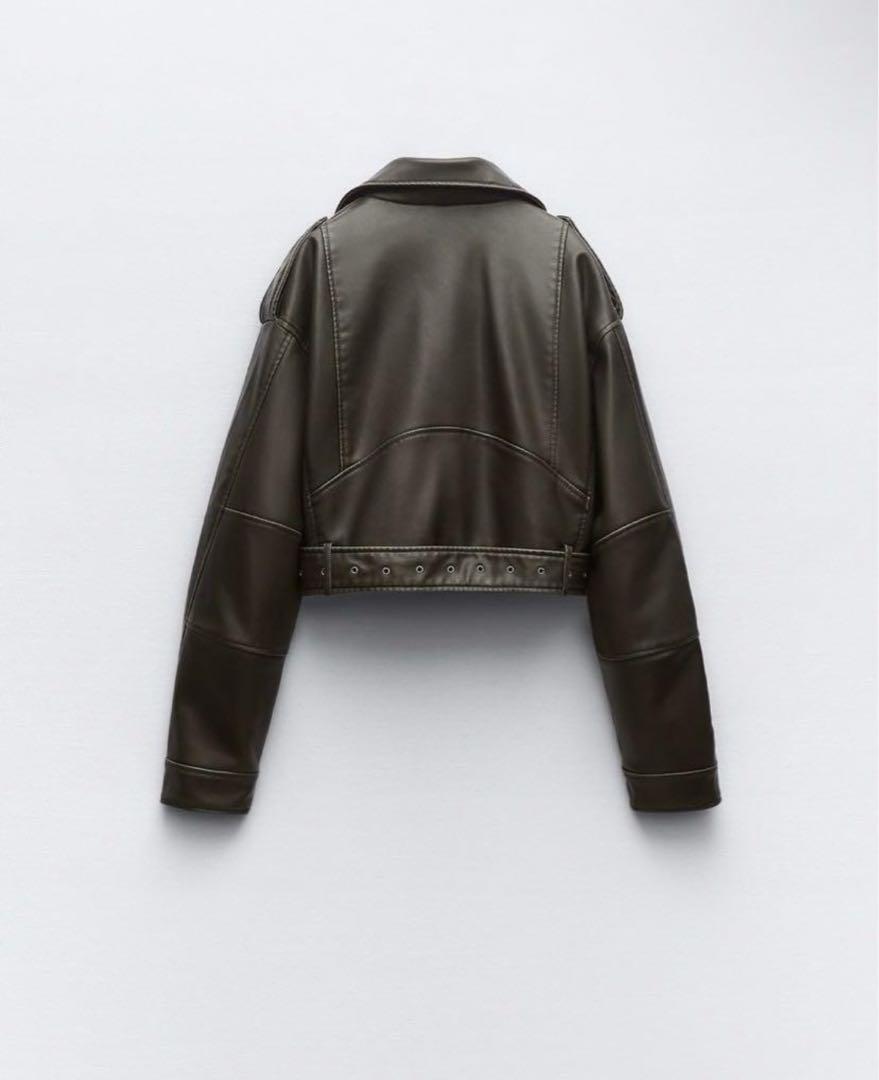 ZARA ザラ　フェイクレザークロップドライダースジャケット
