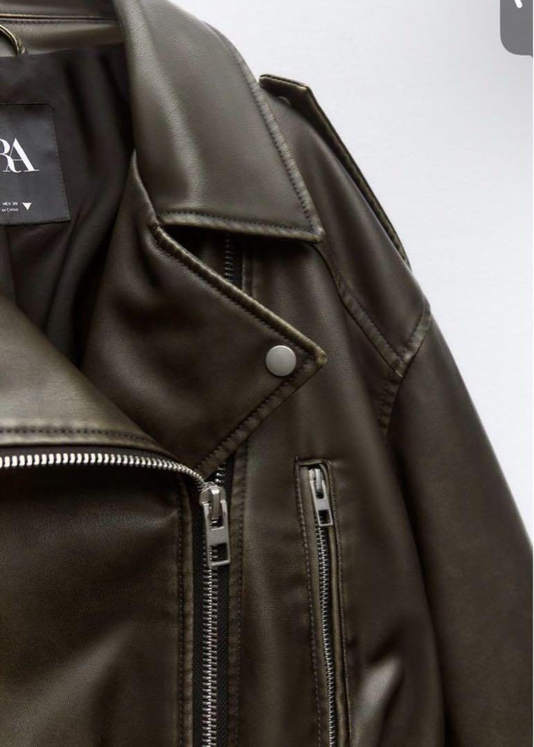 ZARA ザラ　フェイクレザークロップドライダースジャケット