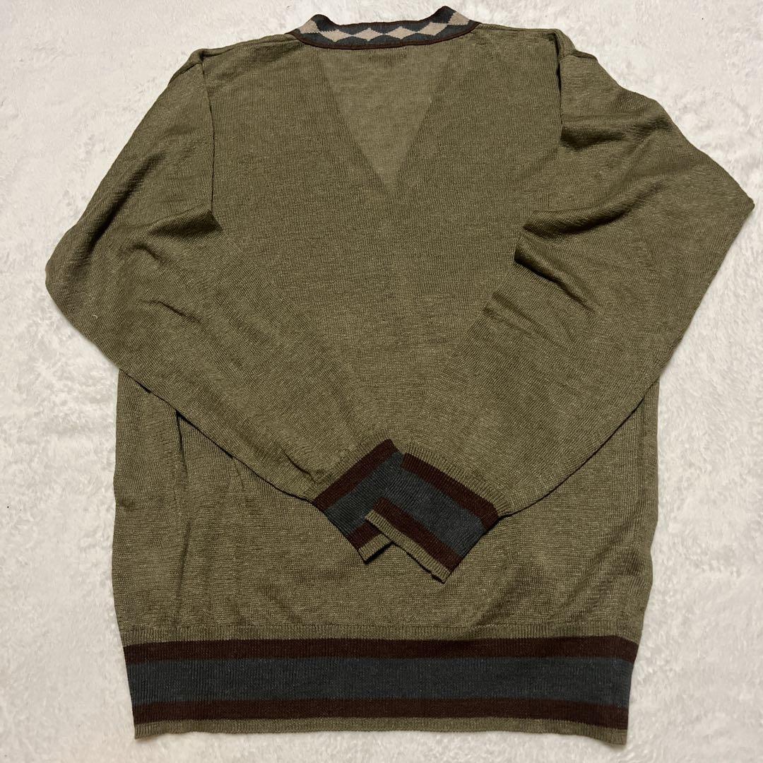 【ポールスミス コレクション】 リネンニット　カーディガン　サイズL　オリーブ