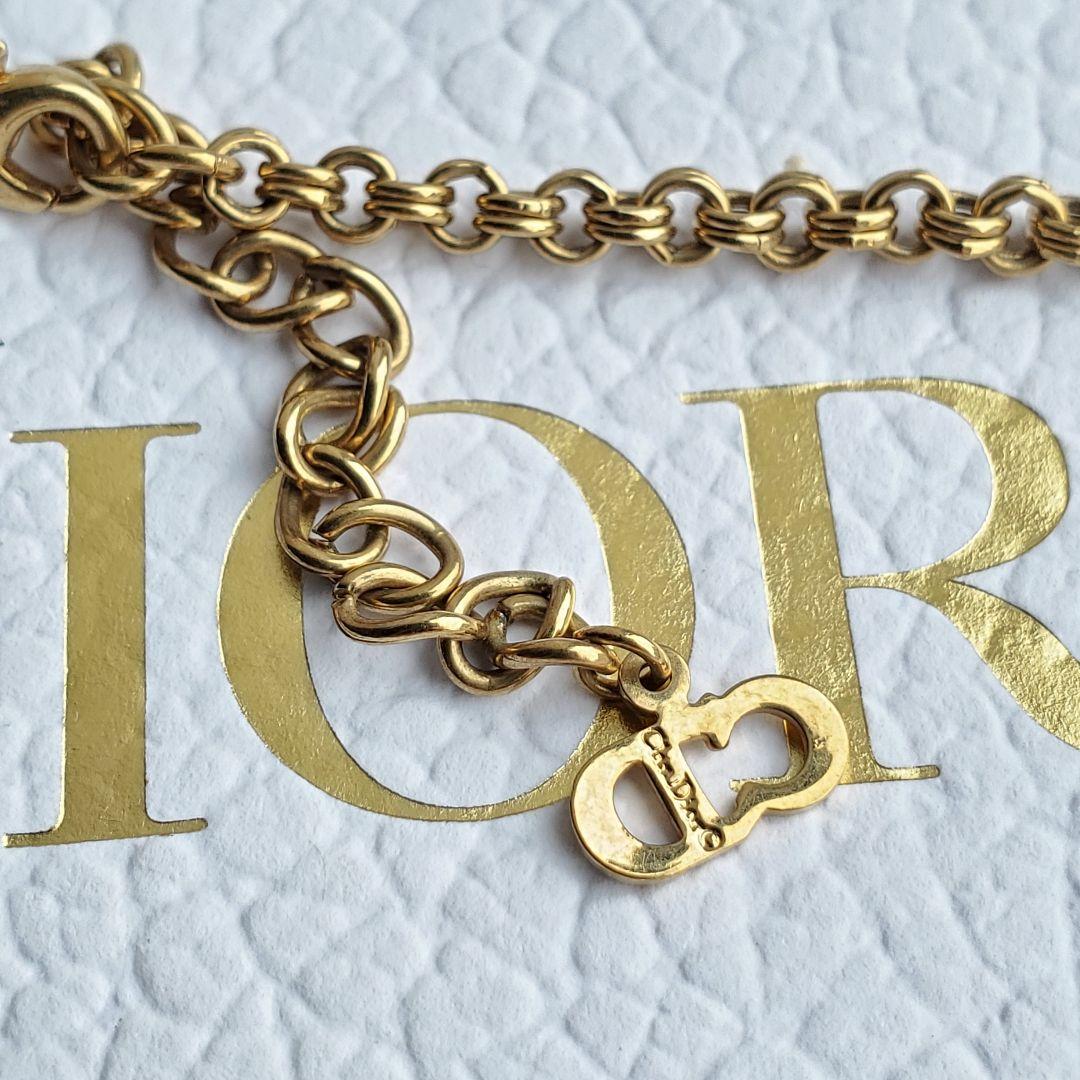 美品✨Dior ディオール ネックレス ゴールド ストーン CDロゴ 金