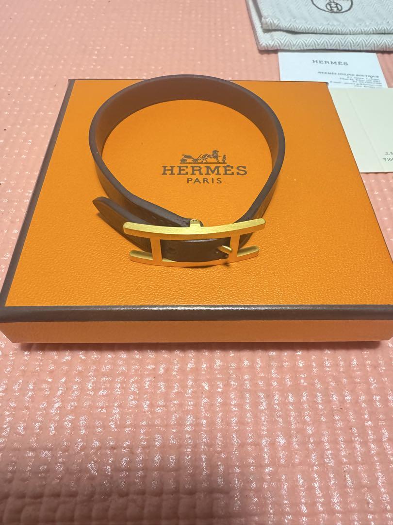 正規品！HERMES レザーブレスレット　ビーアピ　ブラック/ブラウン