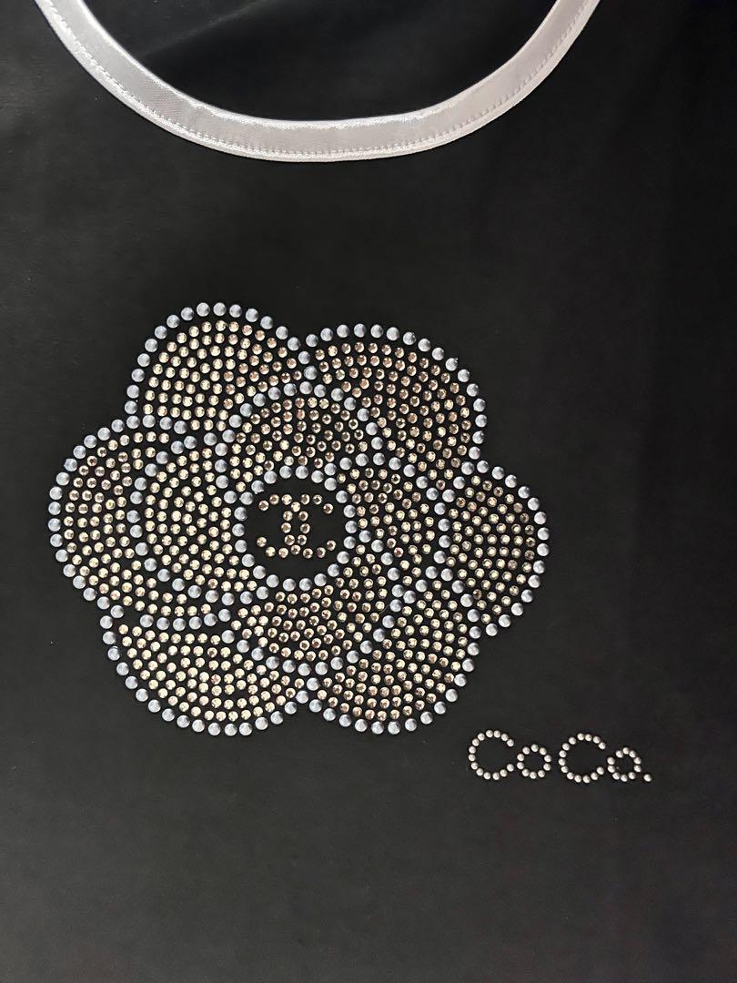 【美品】CHANEL スパンコール 花　Tシャツ カットソー ブラック