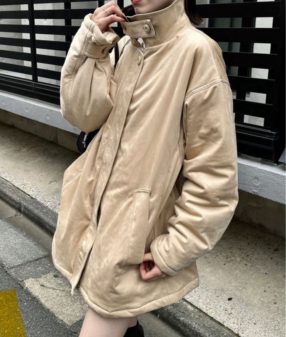 mystic フェイクスエードミドルコート　アイボリー　サイズ1