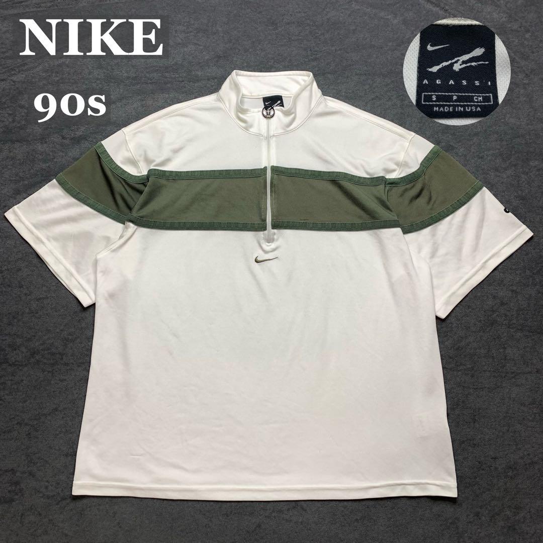 【ギフ_包装】 90s NIKE ハーフジップ 半袖プルオーバー USA製 AGASSI - メルカリ ウェア
