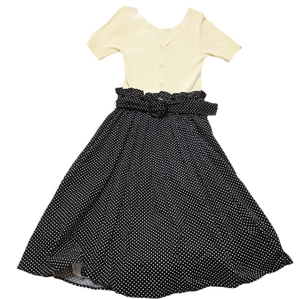 美品】シュープリームララ ドッキングワンピース 2way ニット