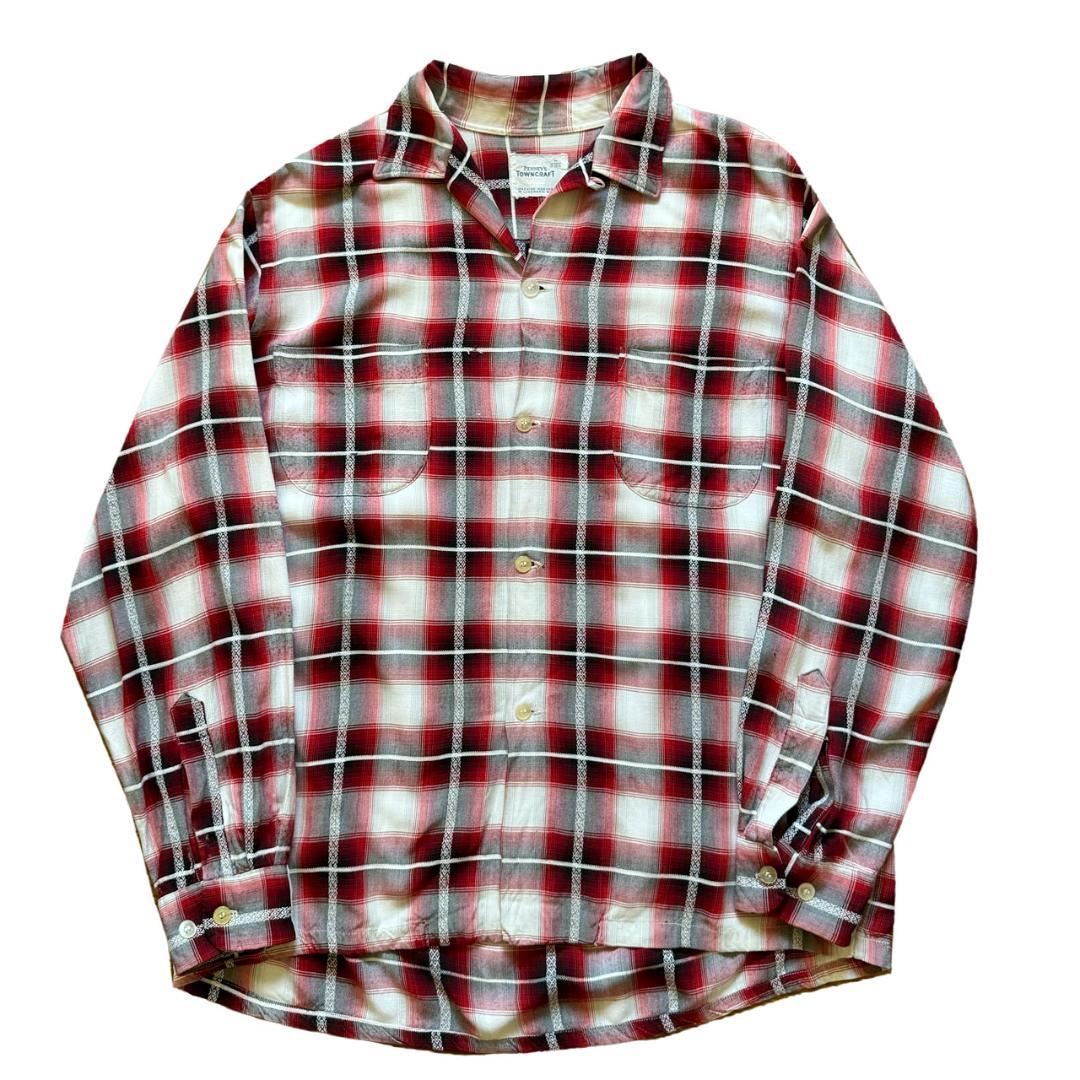 60s ヴィンテージ タウンクラフト レーヨン シャツ SHADOW PLAID