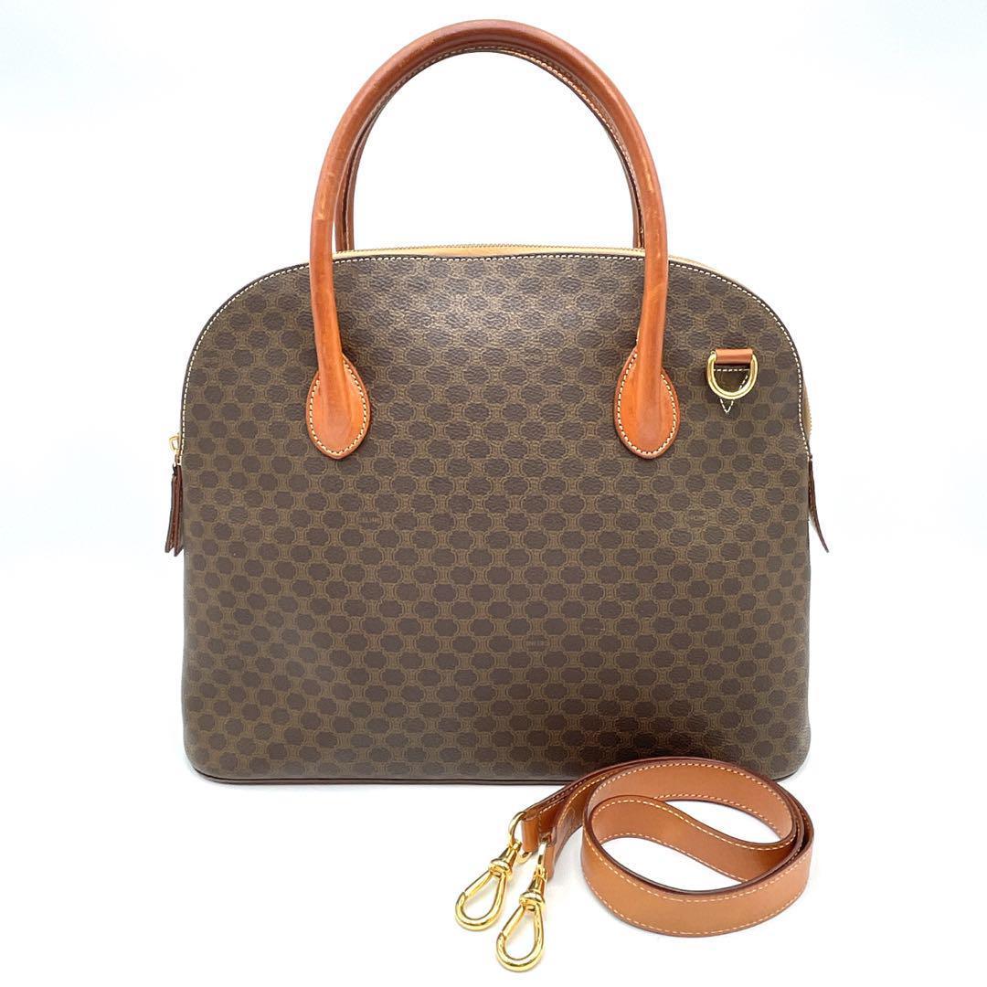 ✨️美品✨️セリーヌ マカダム ハンド ショルダー バッグ ブラウン 2WAY