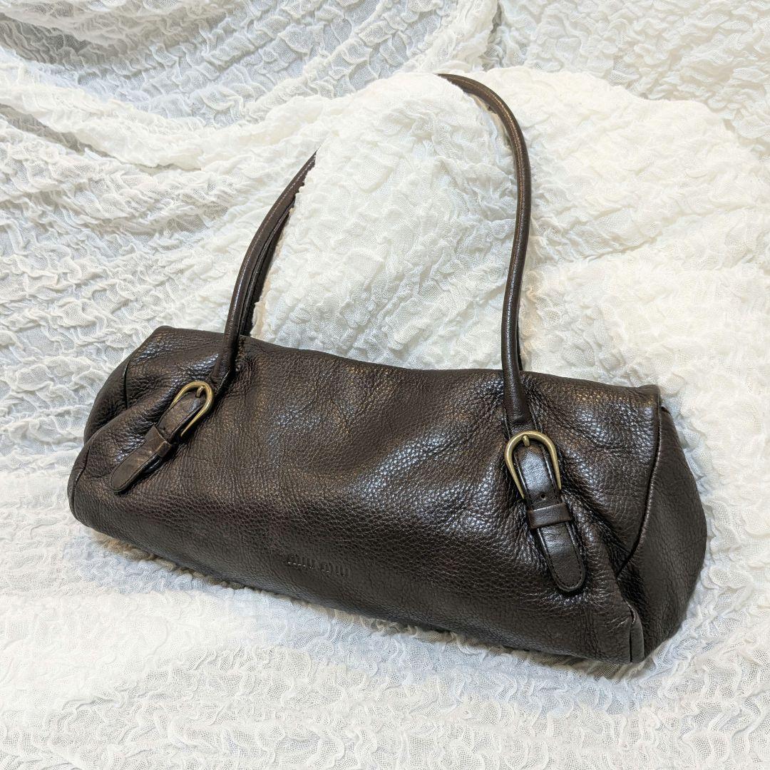 バッグ 00s Miu Miu Archive Leather Boston Bag