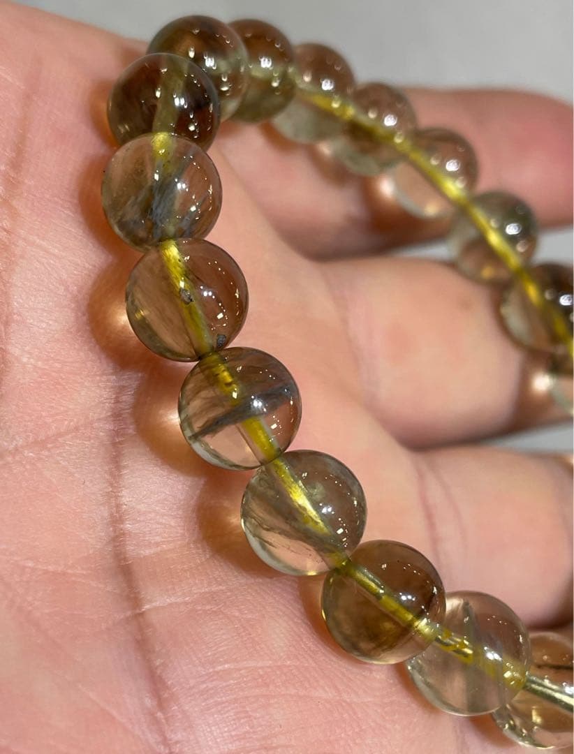 最高グレード!ブラックリビアングラス ブレスレット9.5mmクリストバライト入り 最高グレード!ブラックリビアングラス ブレスレット9.5mmクリストバライト入り