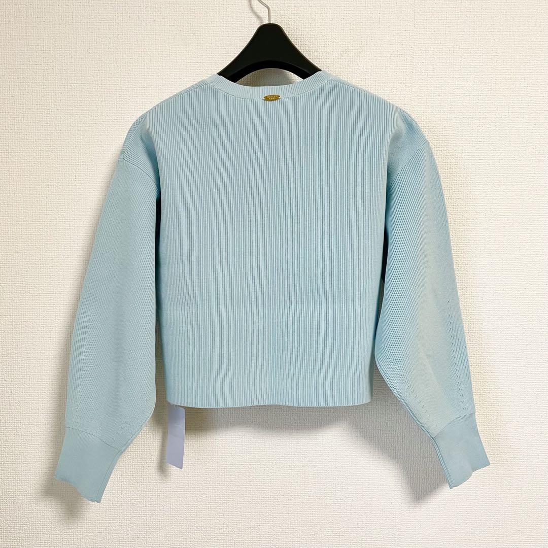 【新品】ノーリーズ 片畦 ニット クルーネック 長袖セーター 水色 春 綺麗色