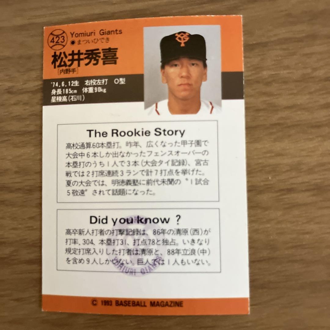 BBM 1995 松井秀喜　アンカットシート　非売品 BBM 1995 松井秀喜 アンカットシート 非売品 スポーツ選手