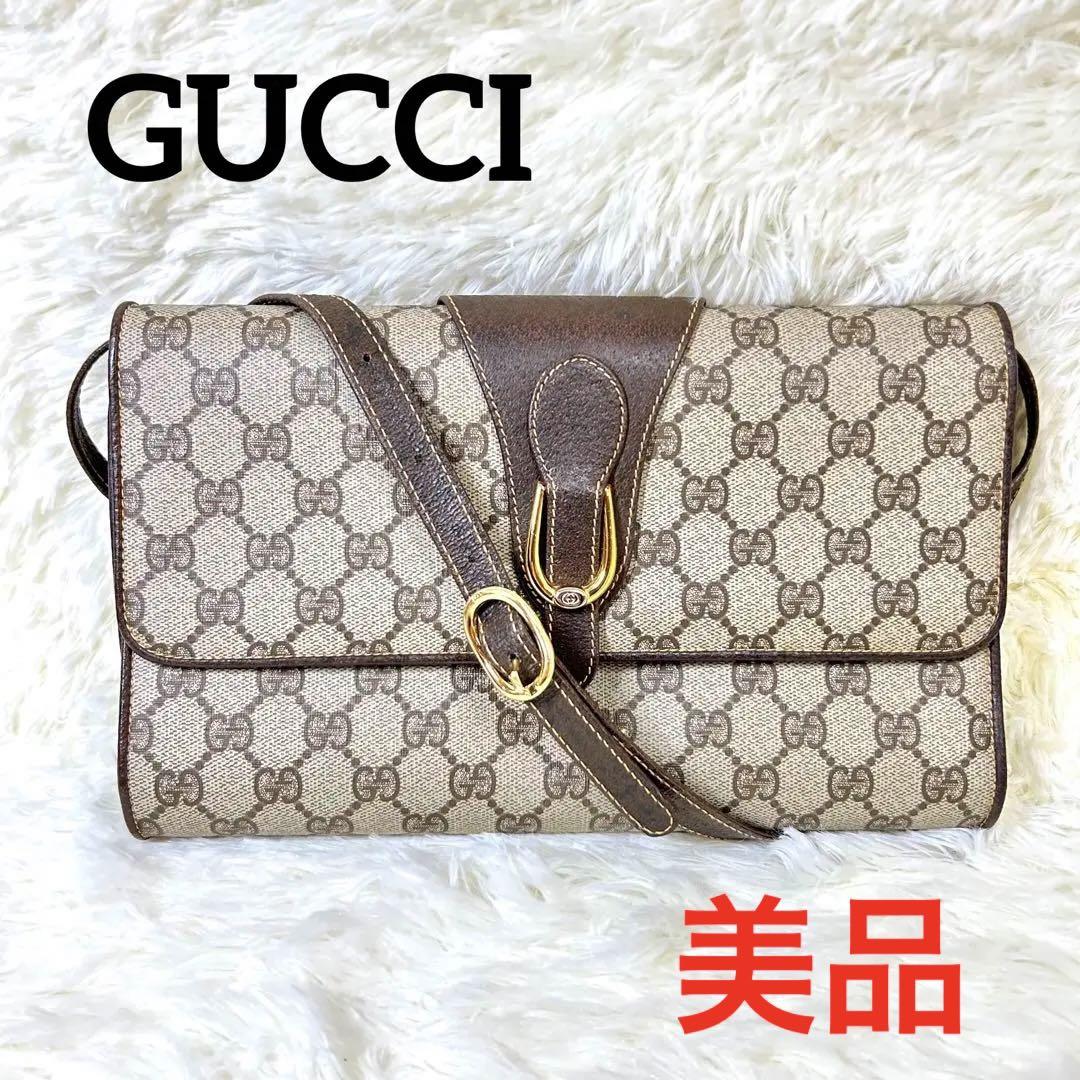 美品❗️】レア オールドグッチ GG 総柄 レザー ショルダーバッグ-