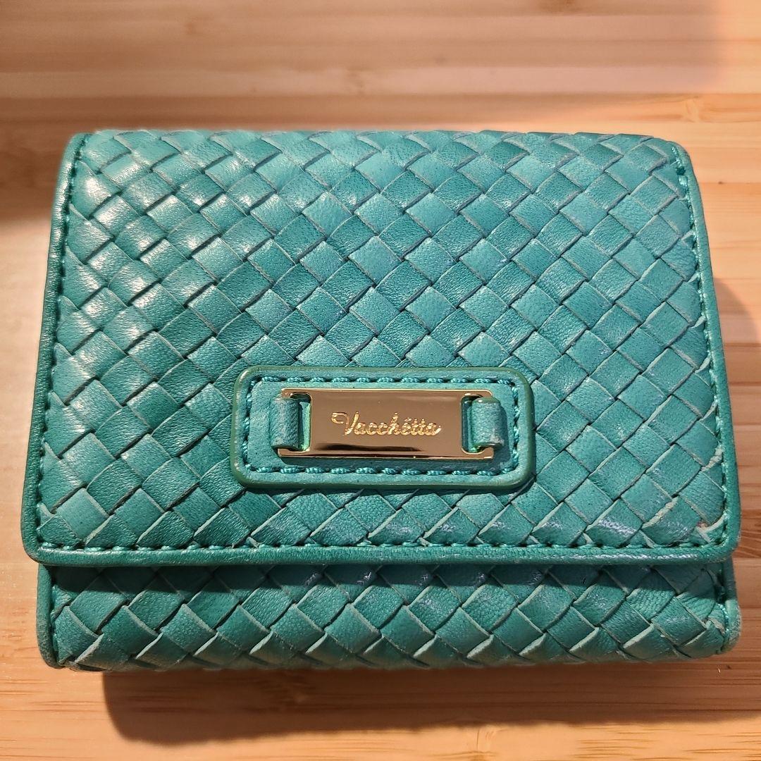 [TOPKAPI/Vacchetta] レザー 三つ折り財布 ターコイズ