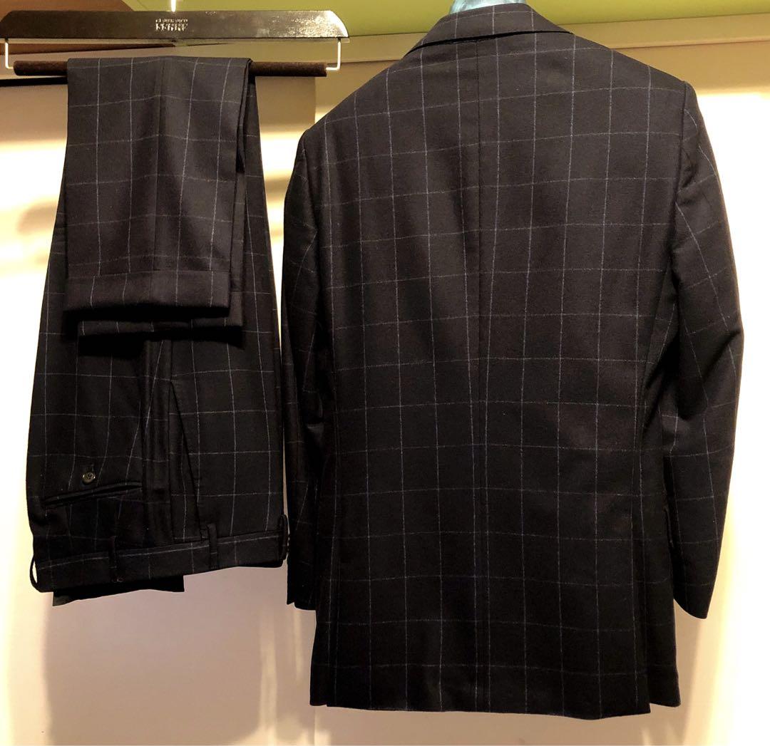 CORNELIANI/コルネリアーニ ネイビー woolチェック柄 44/8R