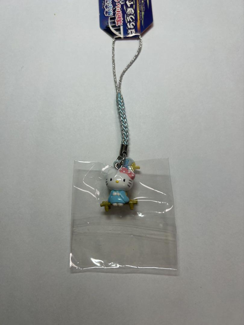 【レア】 ハローキティ 根付け ストラップ マスコット 水色着物3種 隅田川