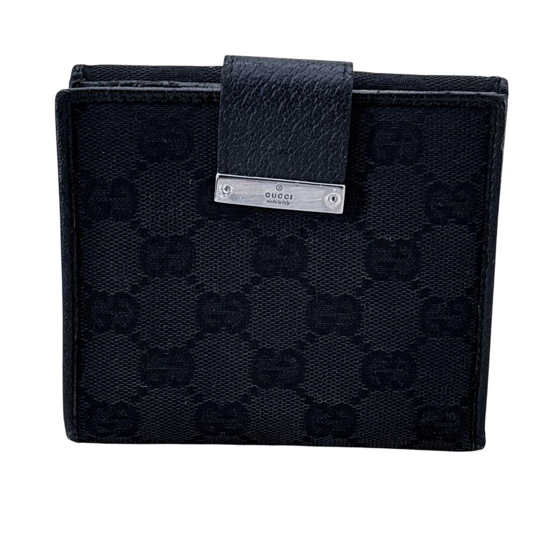 GUCCI グッチ 二つ折り財布 レザー ブラック ユニセックス 財布 二つ折り レザー ロゴ 黒 ブラック（2024/05/29買取