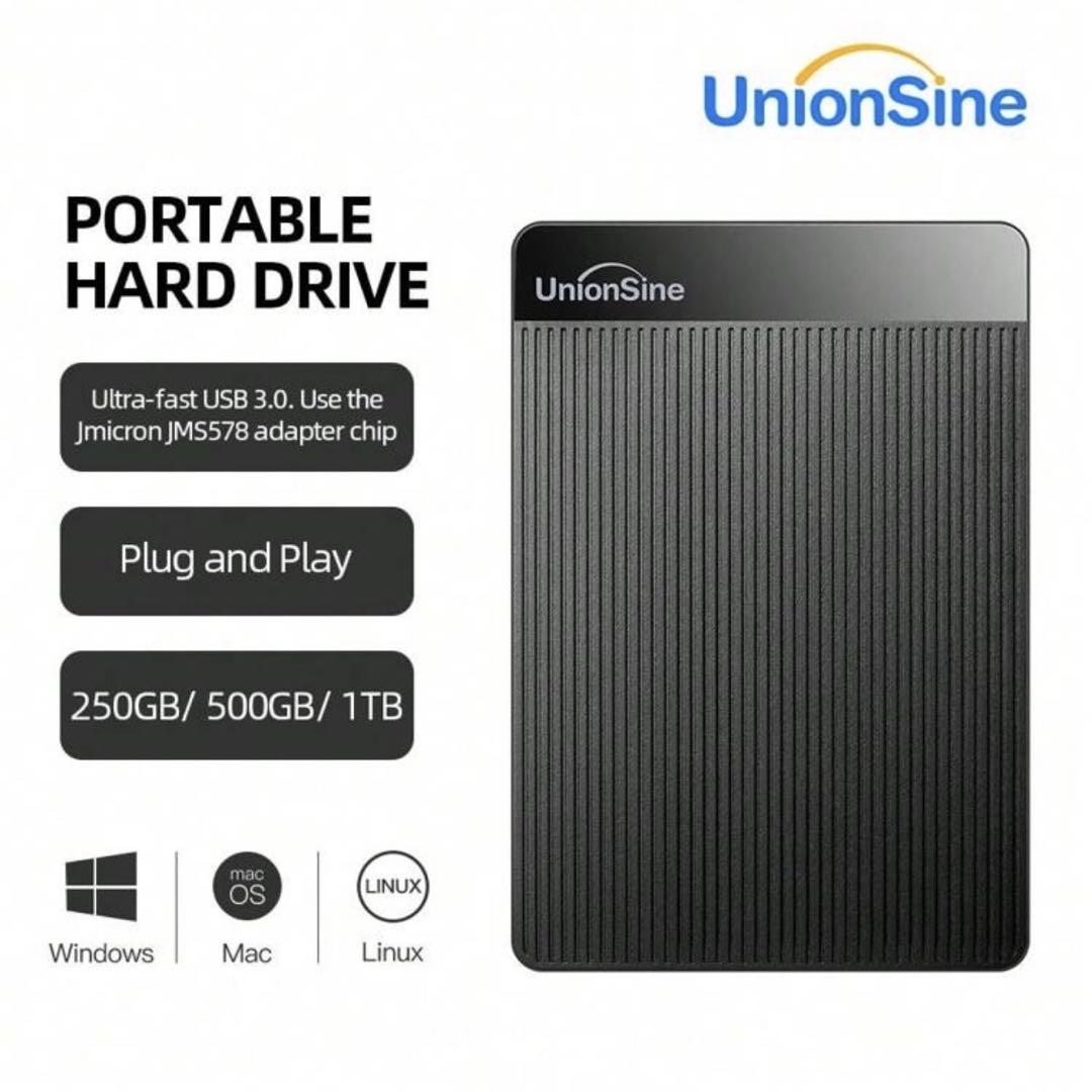 新品未開封】UnionSine 外付けHDD 1TB【ブラック】 - メルカリ