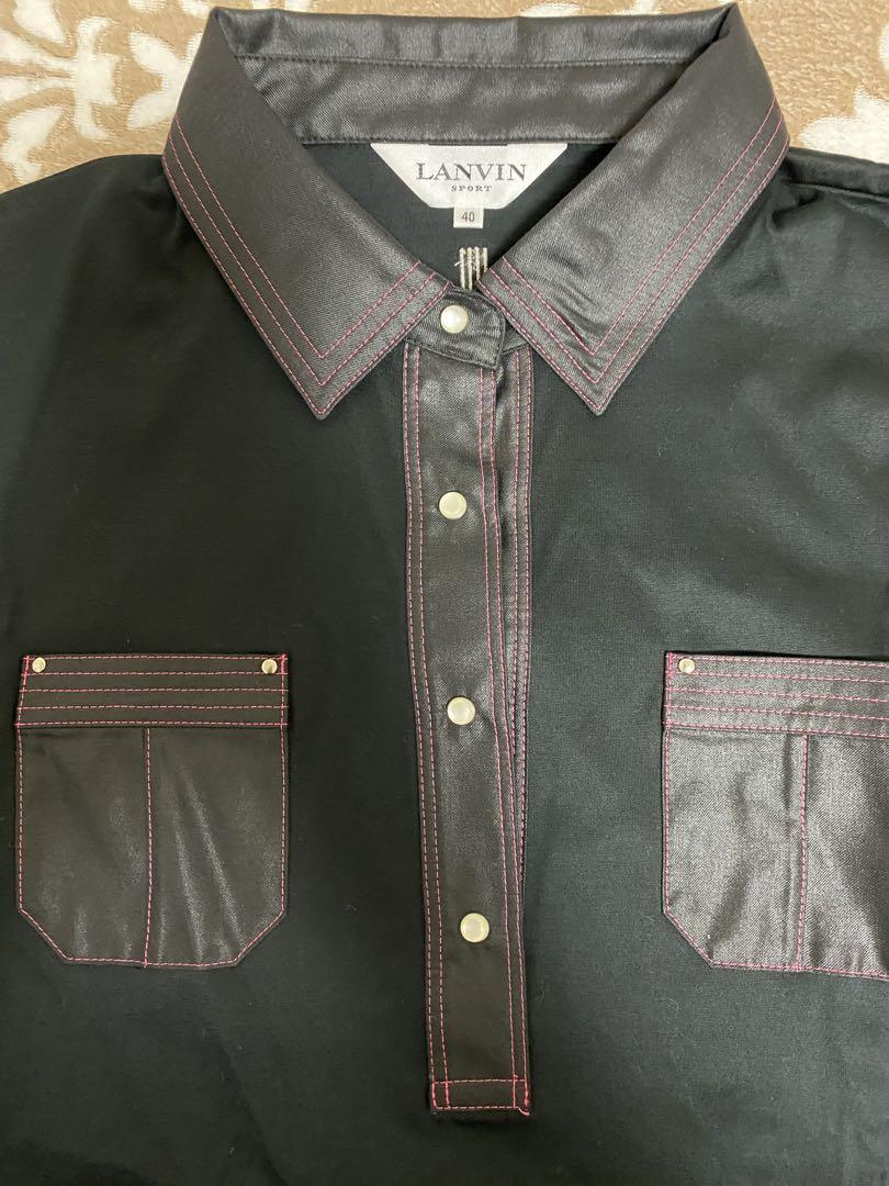LANVIN SPORT ブラック ノースリーブポロシャツ 40 (L)