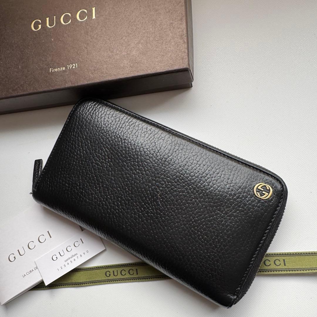 上 107 GUCCI グッチ ラウンドファスナー 長財布