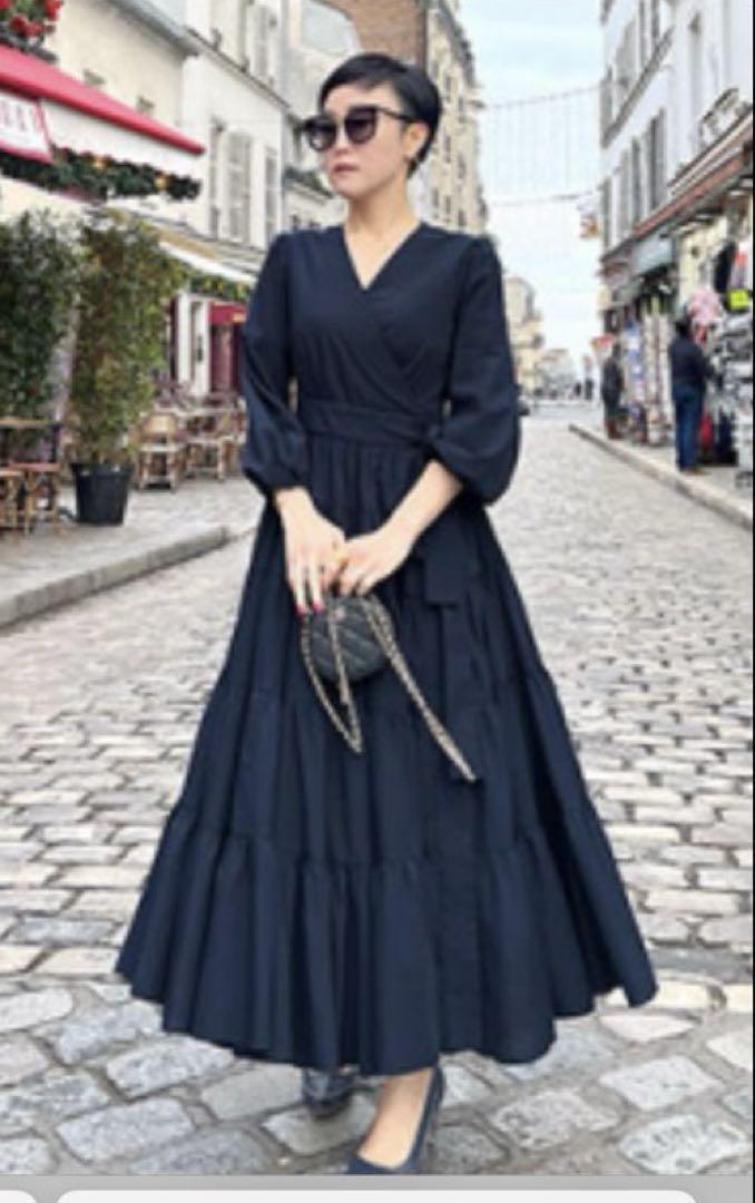 jenne ラグジュアリーティアードワンピース JENNE ラグジュアリー大人ティアードワンピース Lサイズ ネイビー