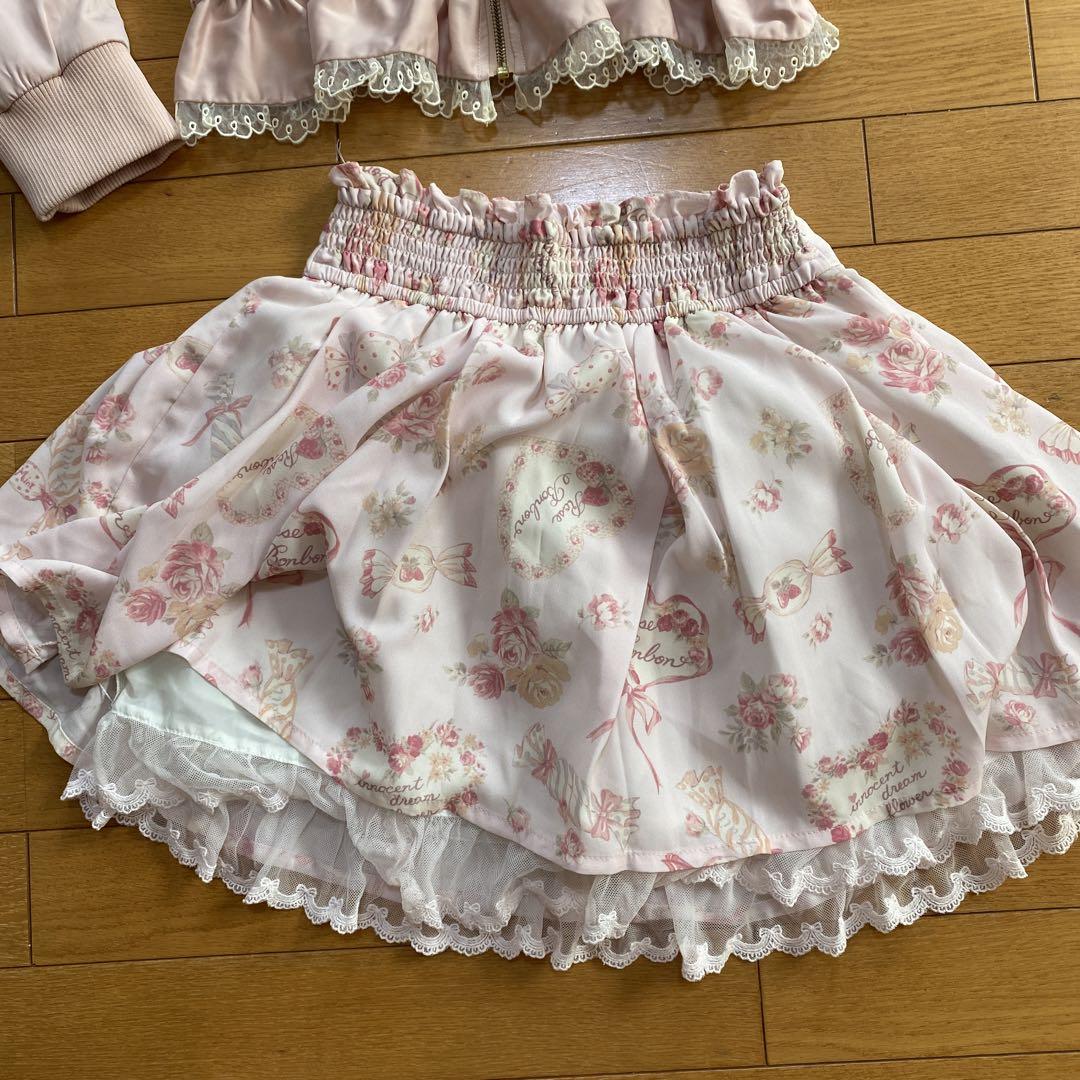 【希少】リズリサ　サイズO上下セットピンク フリル付きジャケットと花柄スカート