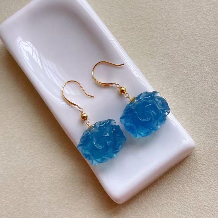 天然 アクアマリン ピアス k18 6.4g 通販 激安◇ 経典ブランド アクアマリンピアス k18 新品 ピアス(両耳用)