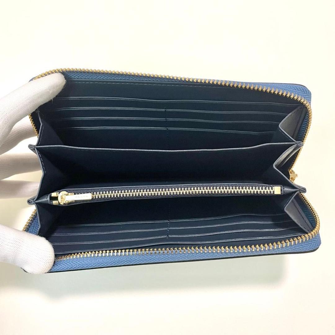 コーチ 長財布 ウォレット シグネチャー キャンバス チェリー プリント デニム