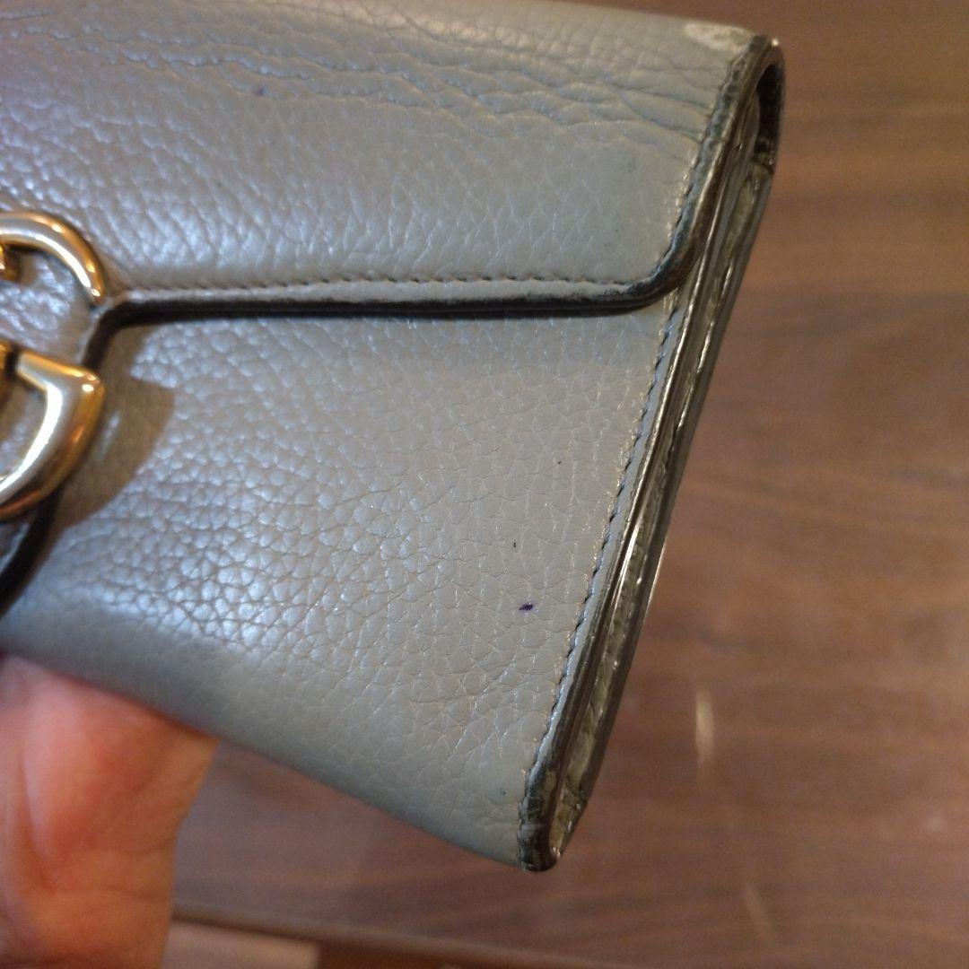 Gucci グレー レザー 長財布 GGロゴ付き